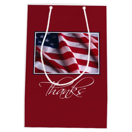 Patriottische Amerikaanse vlag Bedankt in het rood Medium Cadeauzakje (Achterkant)