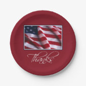 Patriottische Amerikaanse vlag Bedankt in het rood Papieren Bordje (Voorkant)