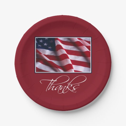 Patriottische Amerikaanse vlag Bedankt in het rood Papieren Bordje (Voorkant)