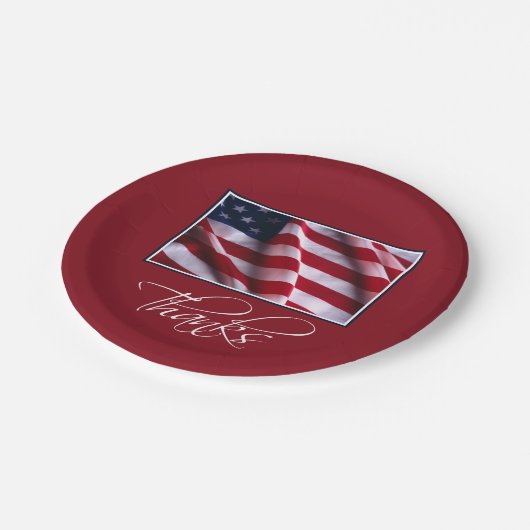 Patriottische Amerikaanse vlag Bedankt in het rood Papieren Bordje (Gekanteld)