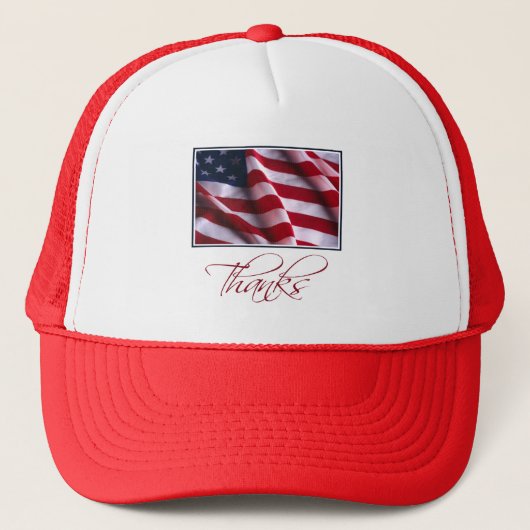 Patriottische Amerikaanse vlag Bedankt in het rood Trucker Pet (Voorkant)