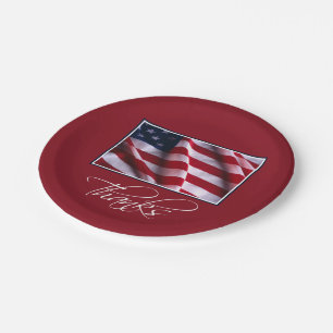 Patriottische Amerikaanse Vlag Bedankt in Rood Papieren Bordje