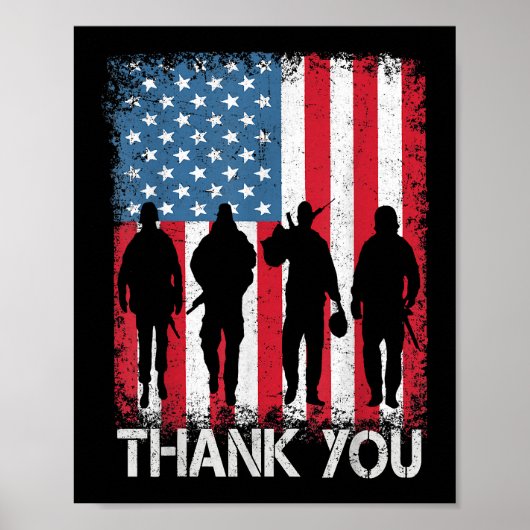 Patriottische Amerikaanse Vlag Bedankt Poster (Voorkant)