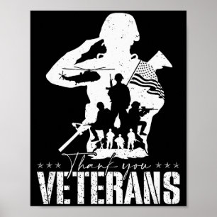 Patriottische Amerikaanse Vlag Bedankt Veteranen M Poster