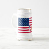 Patriottische Amerikaanse Vlag Beer Stein Verenigd Bierpul (Voorkant links)