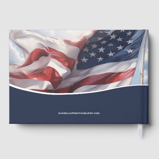 Patriottische Amerikaanse vlag begrafenis foto Gastenboek (Achterkant)