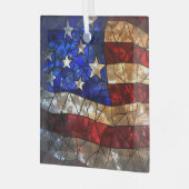 Patriottische Amerikaanse vlag bevlekt Glas Ornament (Voorkant links)