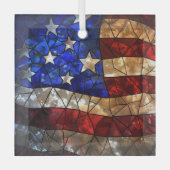 Patriottische Amerikaanse vlag bevlekt Glas Ornament (Voorkant)