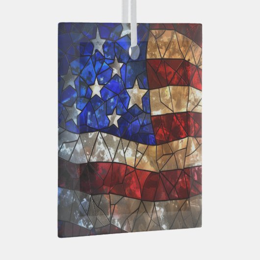 Patriottische Amerikaanse vlag bevlekt Glas Ornament (Voorkant Rechts)