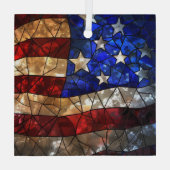 Patriottische Amerikaanse vlag bevlekt Glas Ornament (Achterkant)