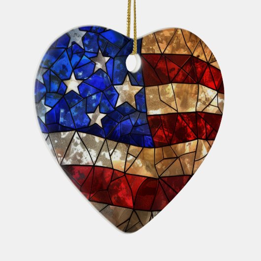 Patriottische Amerikaanse vlag bevlekt Keramisch Ornament (Rechts)