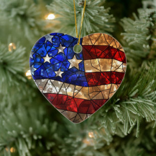 Patriottische Amerikaanse vlag bevlekt Keramisch Ornament