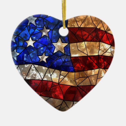 Patriottische Amerikaanse vlag bevlekt Keramisch Ornament (Voorkant)