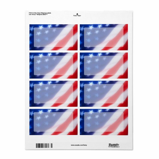 Patriottische Amerikaanse vlag Blank Etiket (Full Sheet)