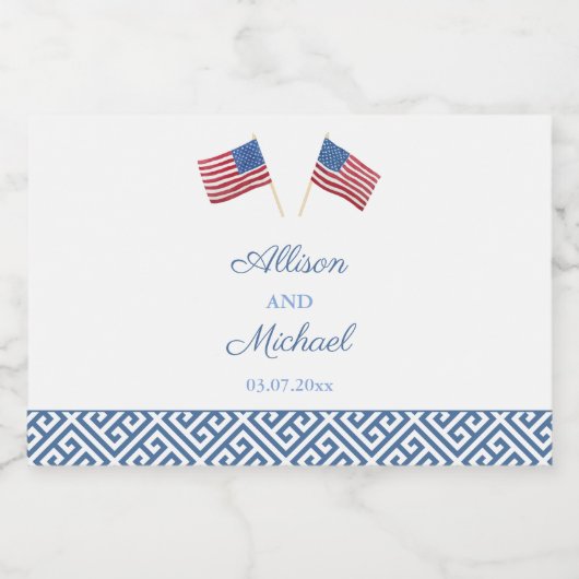 Patriottische Amerikaanse vlag bruiloft gunst Likeurfles Etiket (Enkel label)