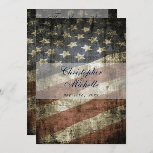  Patriottische Amerikaanse vlag bruiloft RSVP en Kaart (Voorkant / Achterkant)