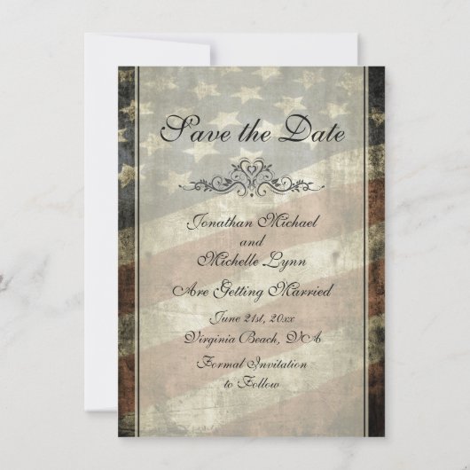 Patriottische  Amerikaanse vlag bruiloft Save The Date (Achterkant)