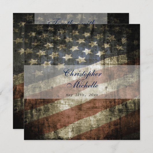 Patriottische Amerikaanse vlag bruiloft uitnodigin Kaart (Voorkant / Achterkant)