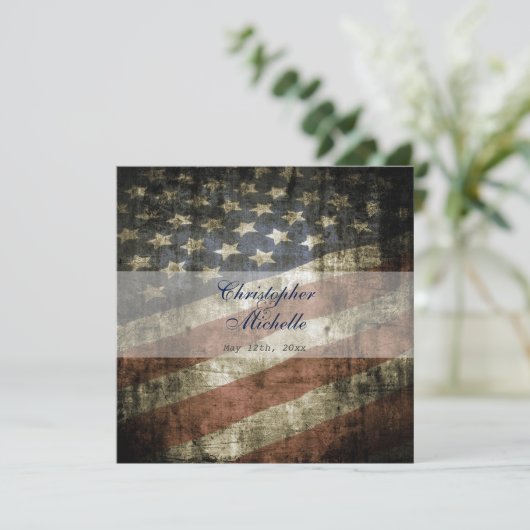 Patriottische Amerikaanse vlag bruiloft uitnodigin Kaart (Staand voorkant)