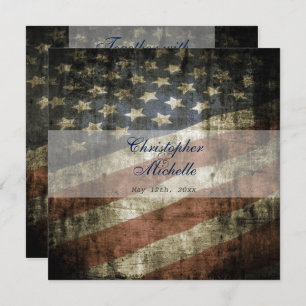 Patriottische Amerikaanse vlag bruiloft uitnodigin Kaart