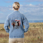 Patriottische Amerikaanse vlag Charging Horses Denim Jacket