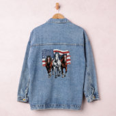 Patriottische Amerikaanse vlag Charging Horses Denim Jacket (Hangar)
