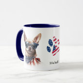 Patriottische Amerikaanse vlag Chihuahua Hond Mok (Voorkant links)