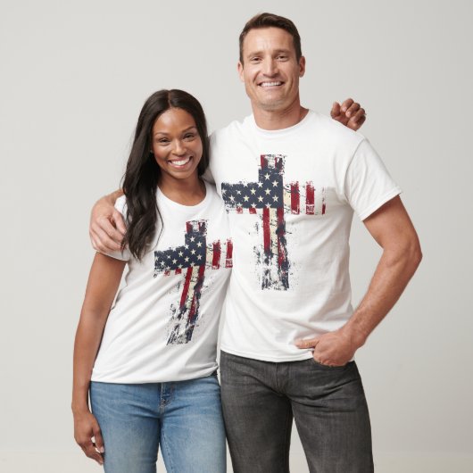 Patriottische Amerikaanse vlag cross-shirt T-shirt (Unisex)
