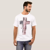 Patriottische Amerikaanse vlag cross-shirt T-shirt (Voorkant volledig)