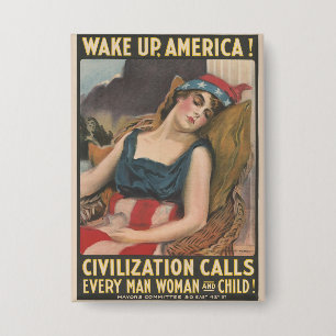 Patriottische Amerikaanse Vlag Dame Vintage Geschi Button