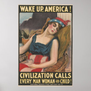 Patriottische Amerikaanse Vlag Dame Vintage Geschi Poster