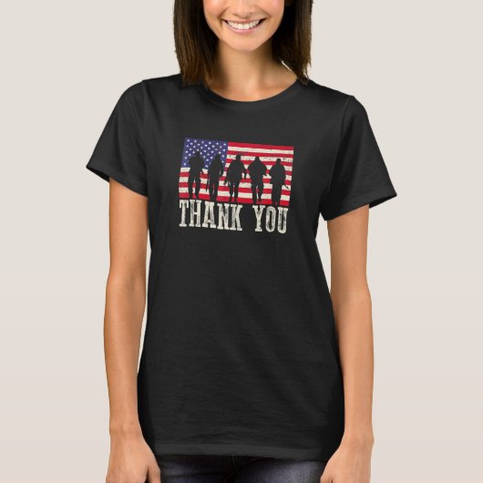 Patriottische Amerikaanse vlag Dank je wel T-shirt (Voorkant)