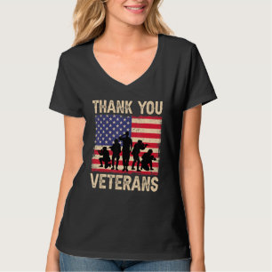 Patriottische Amerikaanse vlag Dank jullie veteran T-shirt