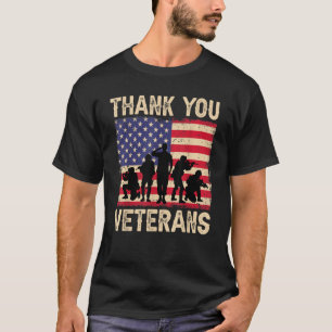 Patriottische Amerikaanse vlag Dank jullie veteran T-shirt