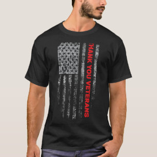 Patriottische Amerikaanse vlag Dank jullie veteran T-shirt
