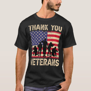 Patriottische Amerikaanse vlag Dank jullie veteran T-shirt