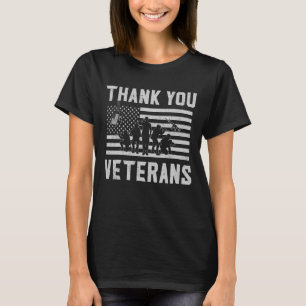 Patriottische Amerikaanse vlag Dank jullie veteran T-shirt