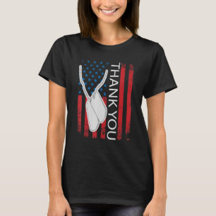 Patriottische Amerikaanse vlag Dank jullie veteran T-shirt