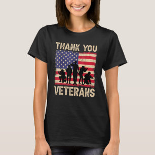 Patriottische Amerikaanse vlag Dank jullie veteran T-shirt