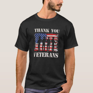Patriottische Amerikaanse vlag Dank jullie veteran T-shirt