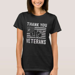 Patriottische Amerikaanse vlag Dank jullie veteran T-shirt