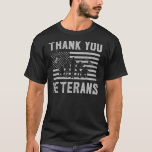Patriottische Amerikaanse vlag Dank jullie veteran T-shirt