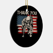 Patriottische Amerikaanse vlag Dank u veteraan Ind Keramisch Ornament (Rechts)