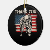 Patriottische Amerikaanse vlag Dank u veteraan Ind Keramisch Ornament (Links)