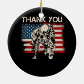 Patriottische Amerikaanse vlag Dank u veteraan Ind Keramisch Ornament (Achterkant)
