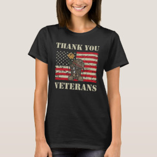 Patriottische Amerikaanse vlag Dank u veteranen Ma T-shirt