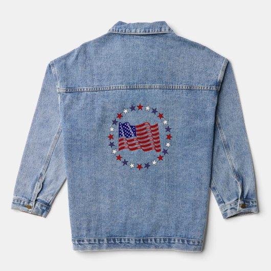 Patriottische Amerikaanse vlag Denim Jacket (Achterkant)