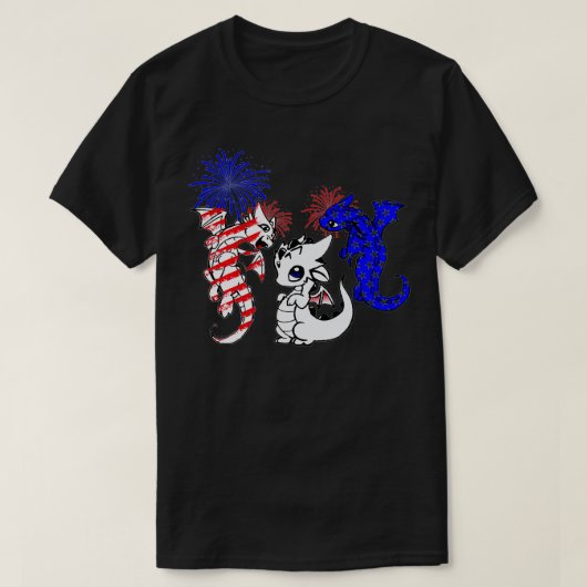 Patriottische Amerikaanse vlag dragon over de vier T-shirt (Design voorkant)