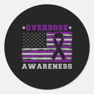 Patriottische Amerikaanse vlag Drug Overdose Opioi Ronde Sticker