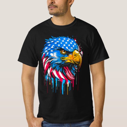 Patriottische Amerikaanse vlag Eagle T-shirt (Voorkant)